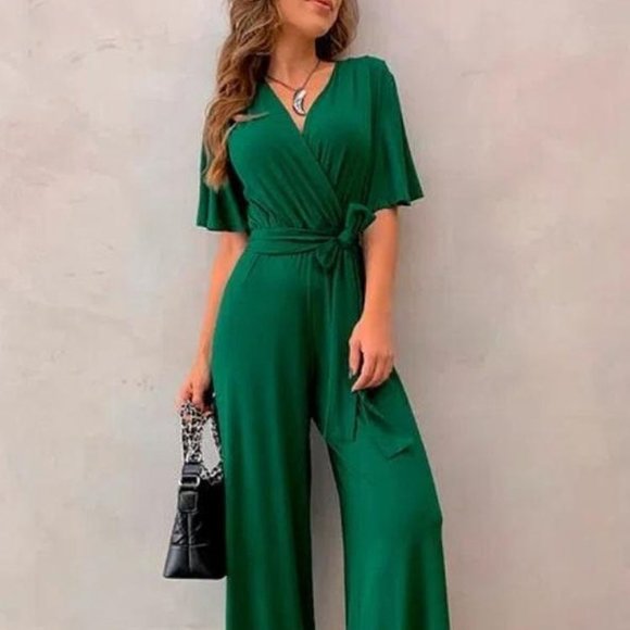 Summer Casual Short Sleeve Jumpsuit - Picture 1 of 2